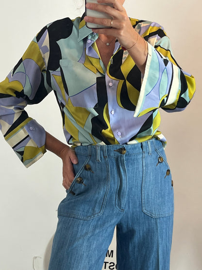 ZARA. Flowy blouse with retro print. Size XS