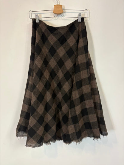 MASSIMO DUTTI. Falda asimétrica cuadros con lana