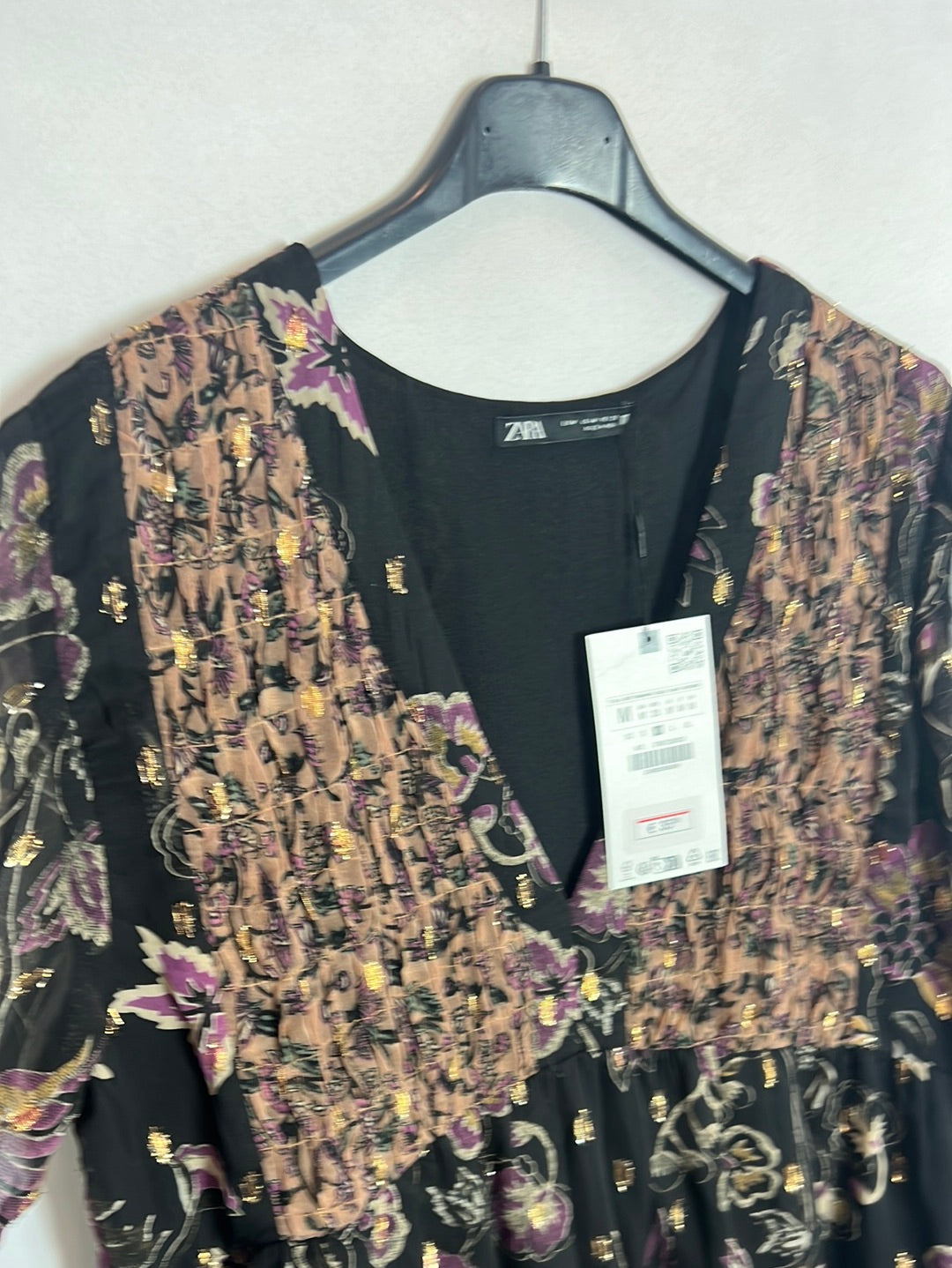 ZARA. Black glitter print fairy dress. TM