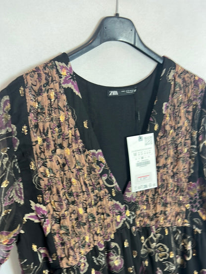 ZARA. Black glitter print fairy dress. TM