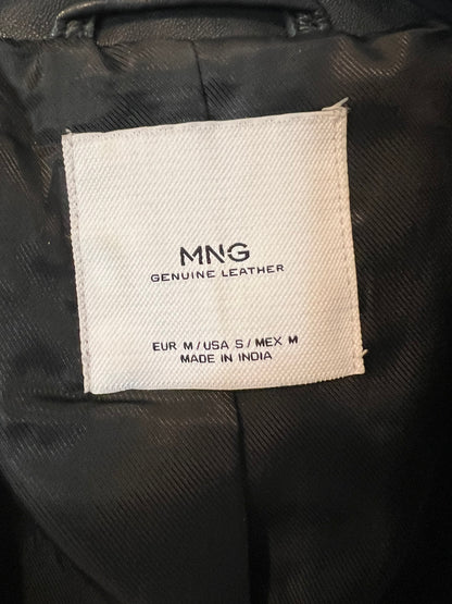 MANGO. cazadora negra piel T.m