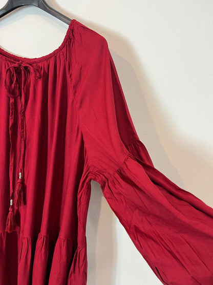 BUGANVILIA. Vestido fluido largo burdeos T.3xl