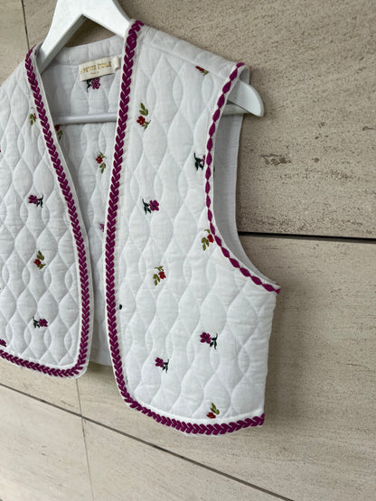 LA PETITE ÉTOILE. Chaleco blanco bordado T.1(s)