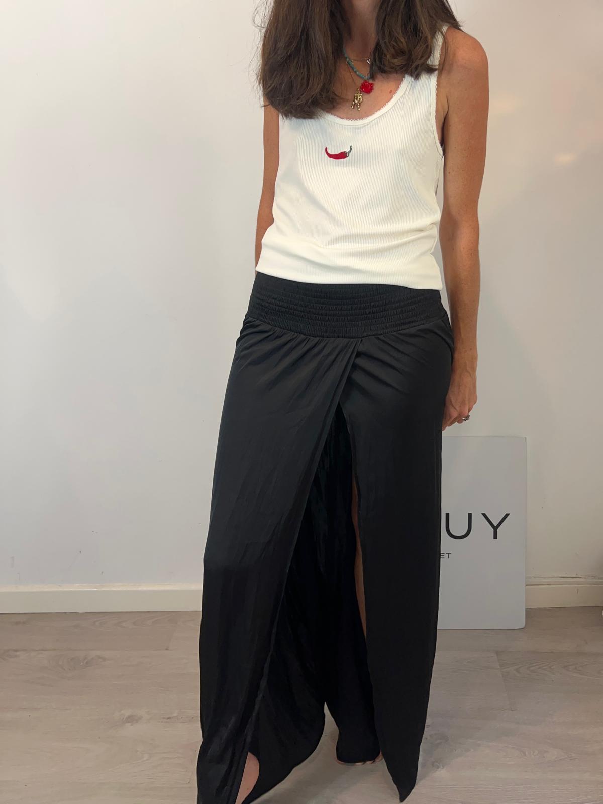 ZARA. falda larga negra cintura