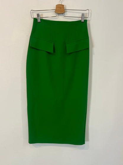 ZARA. Falda midi verde T.s