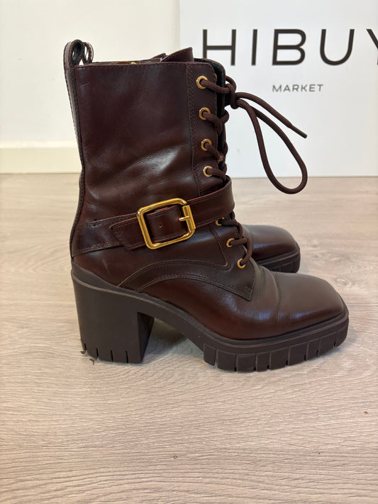 UTERQÜE. Botines piel cordones. T 39