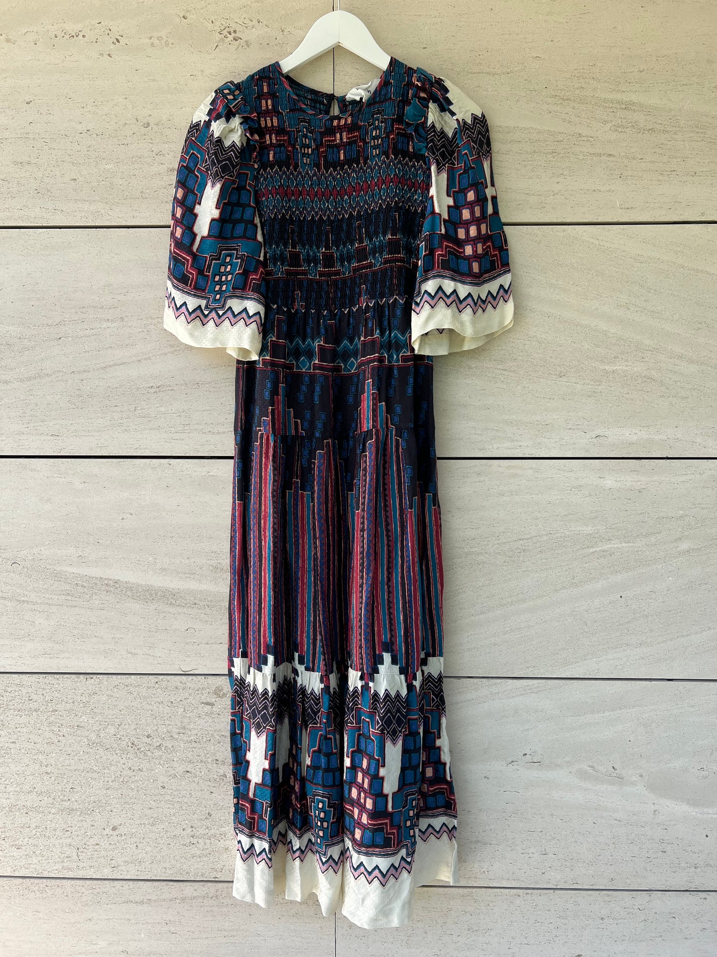 BA&SH. Vestido nido abeja estampado T.xs