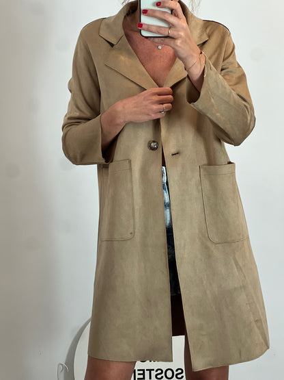 PULL&amp;BEAR. Long suede jacket T.xs