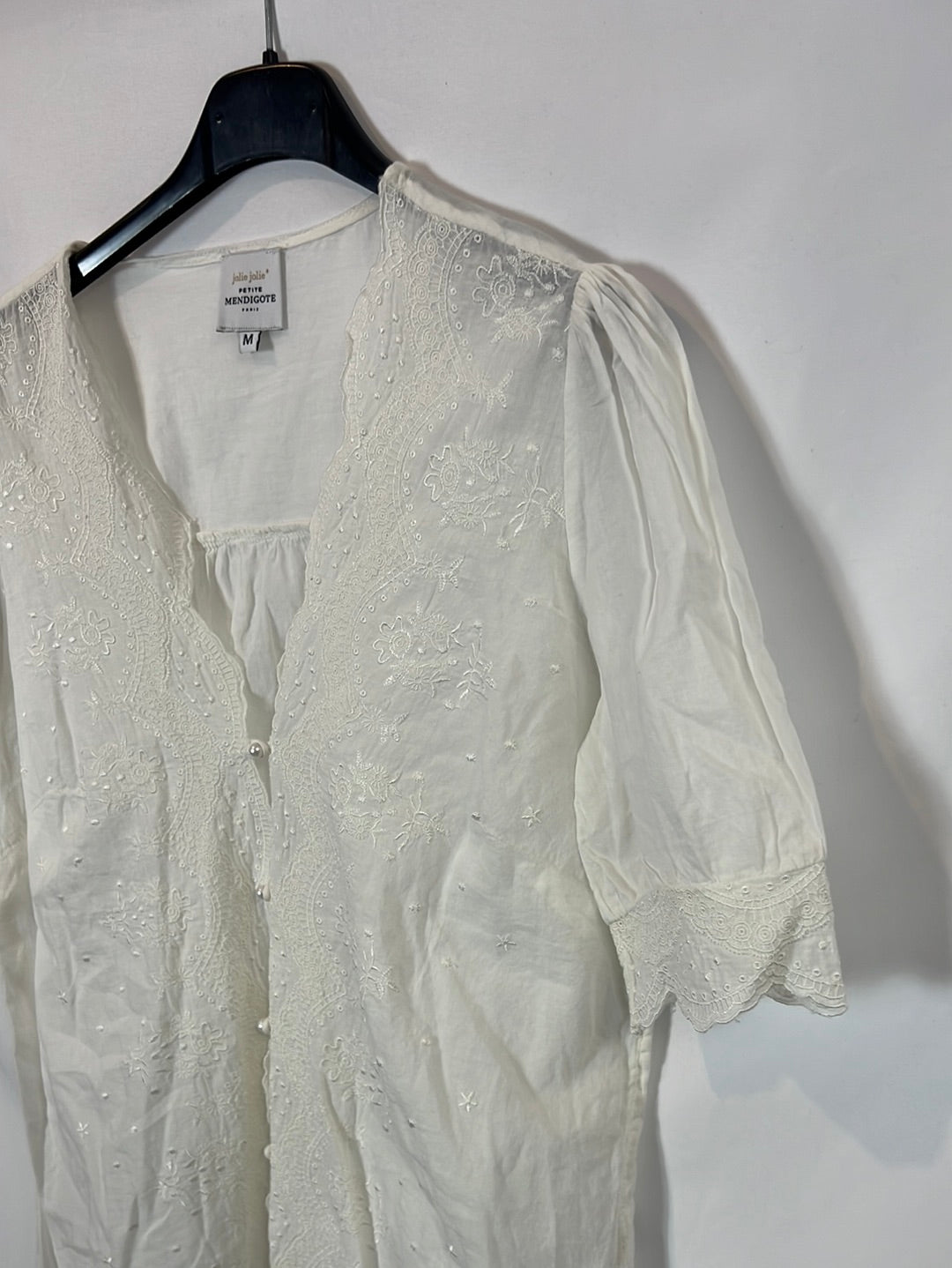 JOLIE JOLIE. Blusa blanca algodón bordado T.m