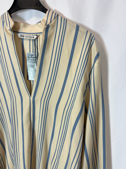 ZARA. Total look beige rayas. T XS