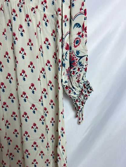 H&M. Vestido largo fluido estampado. T 36