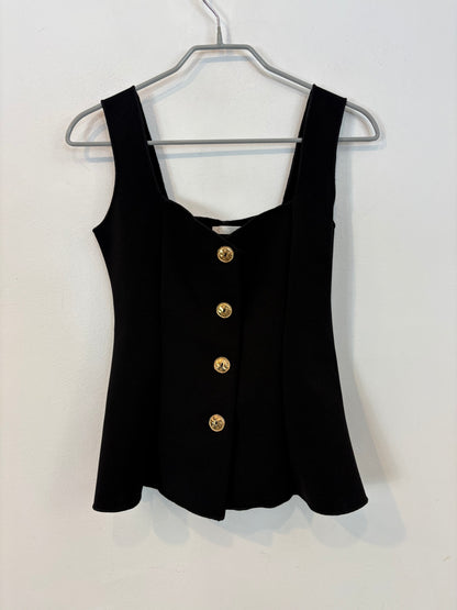 ZARA. Top negro botones dorados