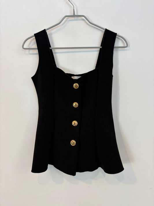 ZARA. Top negro botones dorados