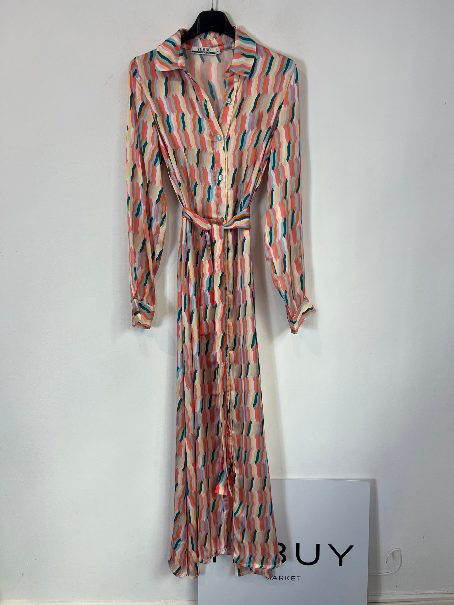 TEMBO MENORCA. Vestido largo fluido multicolor. T S