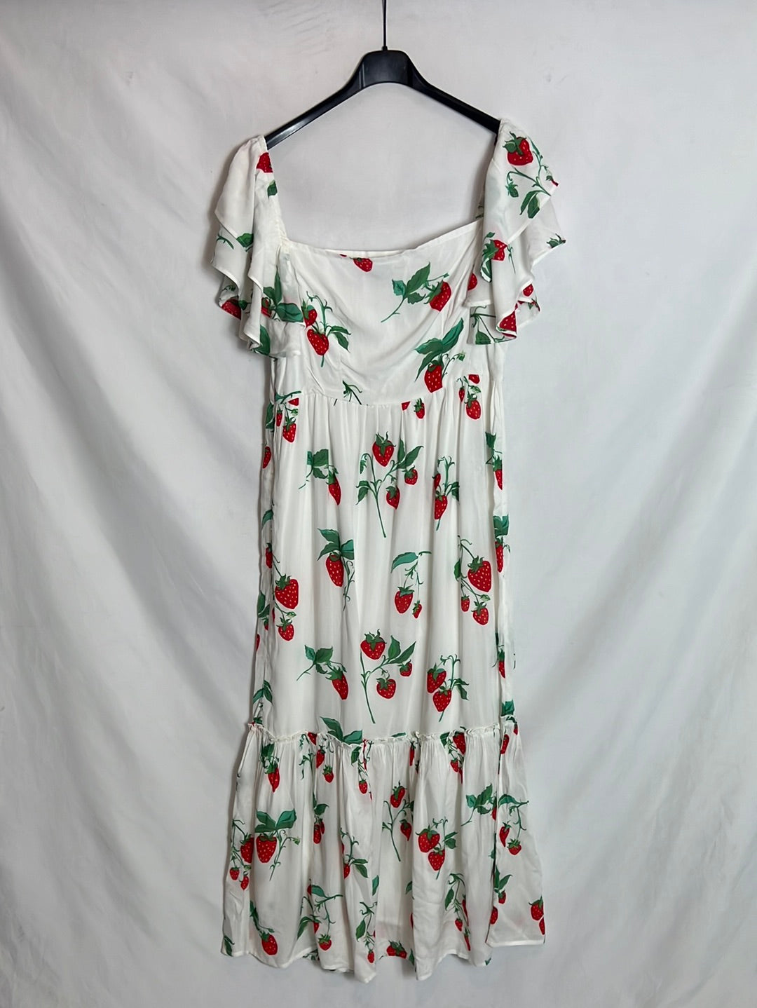 CASTAÑO DE INDIAS. Vestido largo blanco estampado. T S