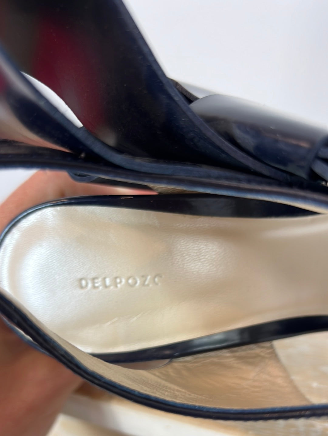 DEL POZO. Dark blue bow sandals, size 40