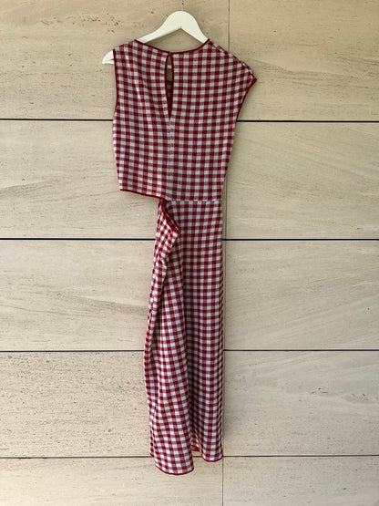 BIMBA Y LOLA. Vestido abertura cuadros T.s