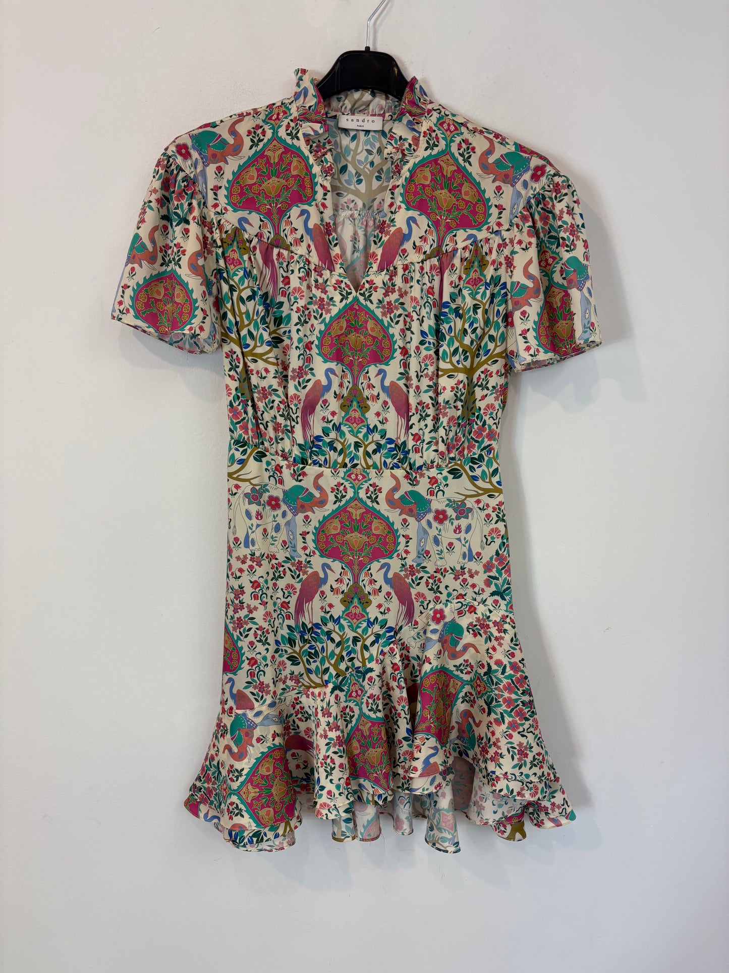 SANDRO. Vestido corto estampado flores