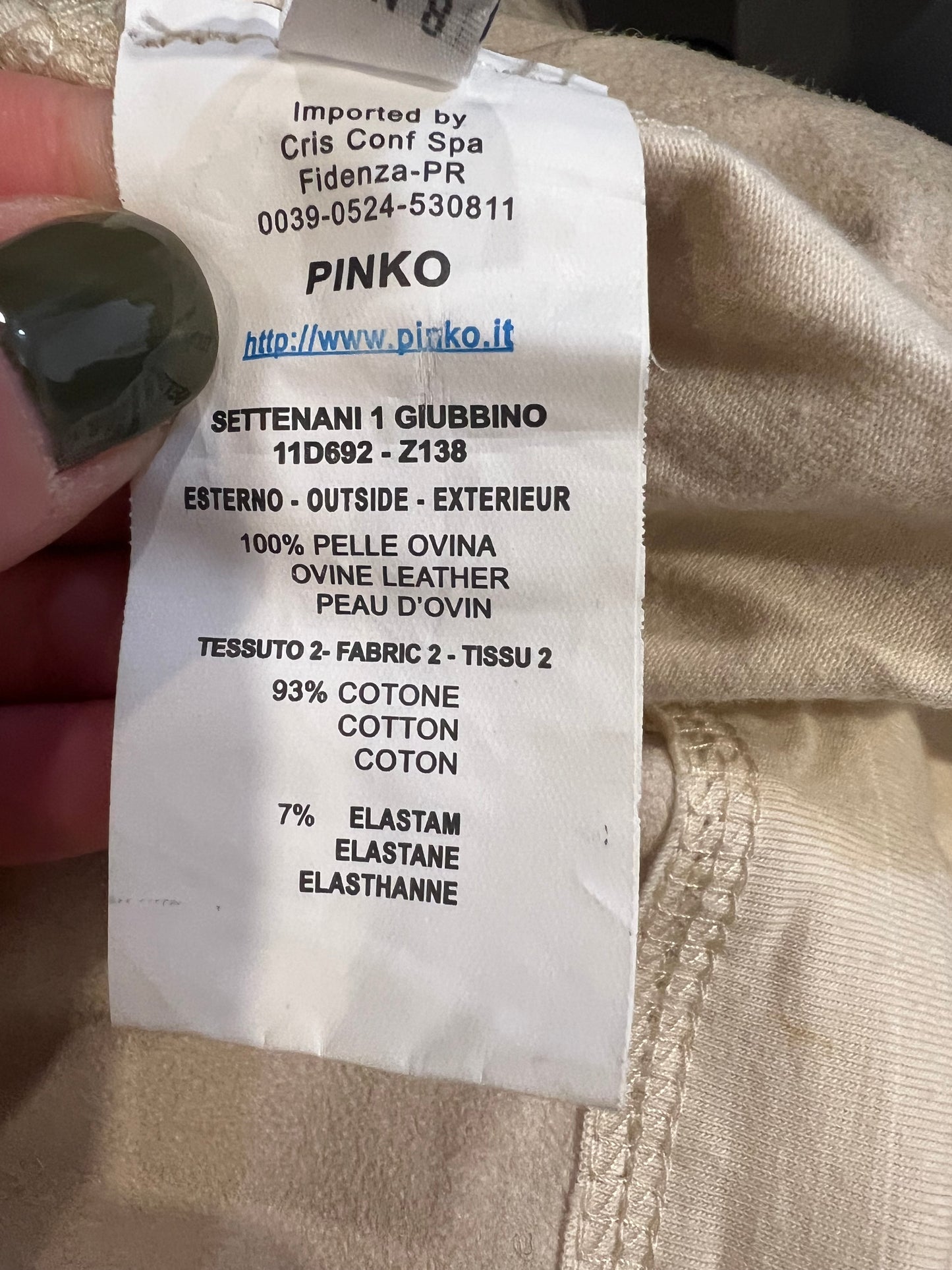 PINKO. Chaqueta beige  piel T.38 (S)