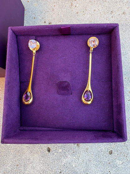 ARISTOCRAZY. Pendientes amatistas rosas