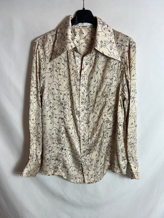 MY PEEPTOES. Expensive beige satin blouse. T XS-S