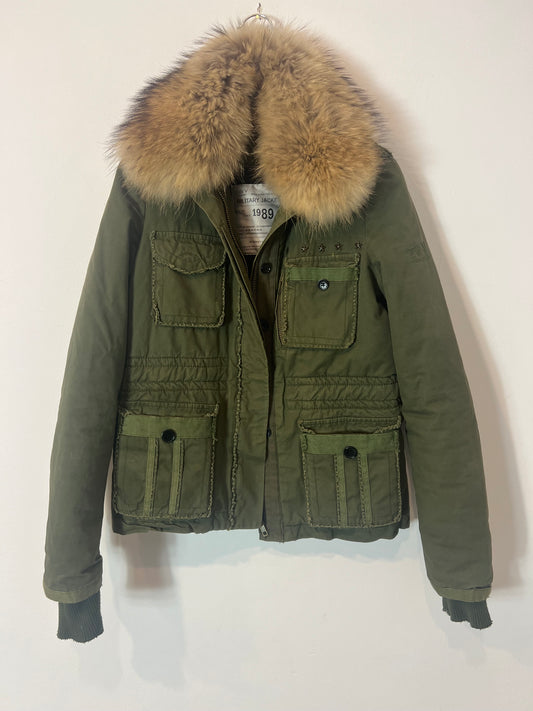 ZADIG&VOLTAIRE. Chaqueta verde militar con pelo  T.s
