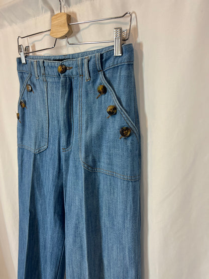 ZARA. Denim pata ancha detalle botones. T M