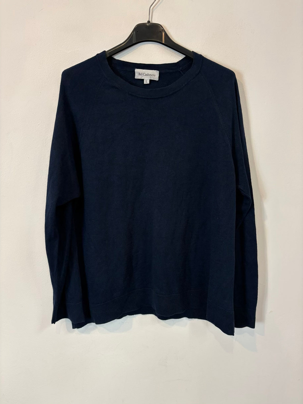BEL CASHMERE. Jersey fino azul  seda y cashmere