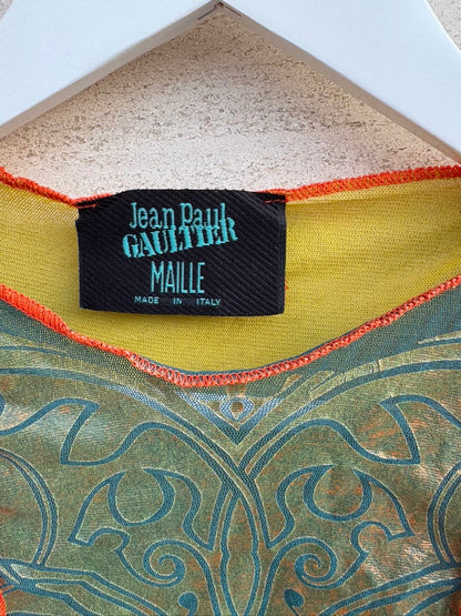 JEAN PAUL GAULTIER. Top malla estampado vintage