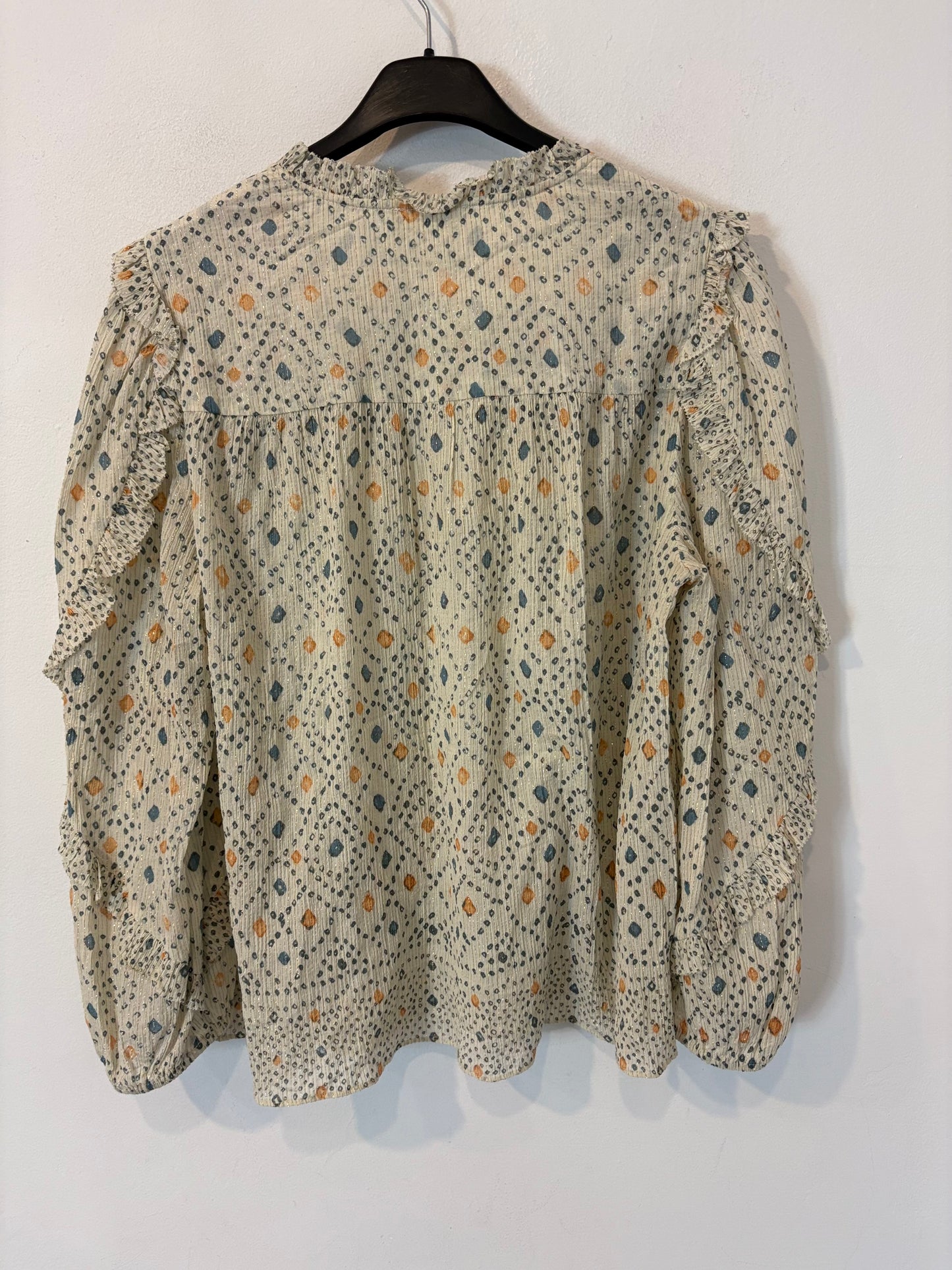 ULLA JOHNSON. Blusa estampada hilos brillo