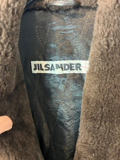 JIL SANDER. Abrigo marrón piel. T 40