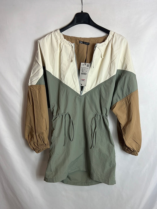 ZARA. Vestido textura bicolor. T S