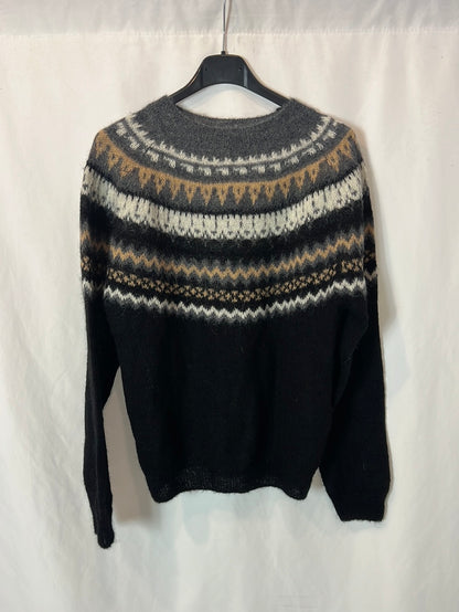 MAJE. Jersey negro greca lana. T 1 (S)