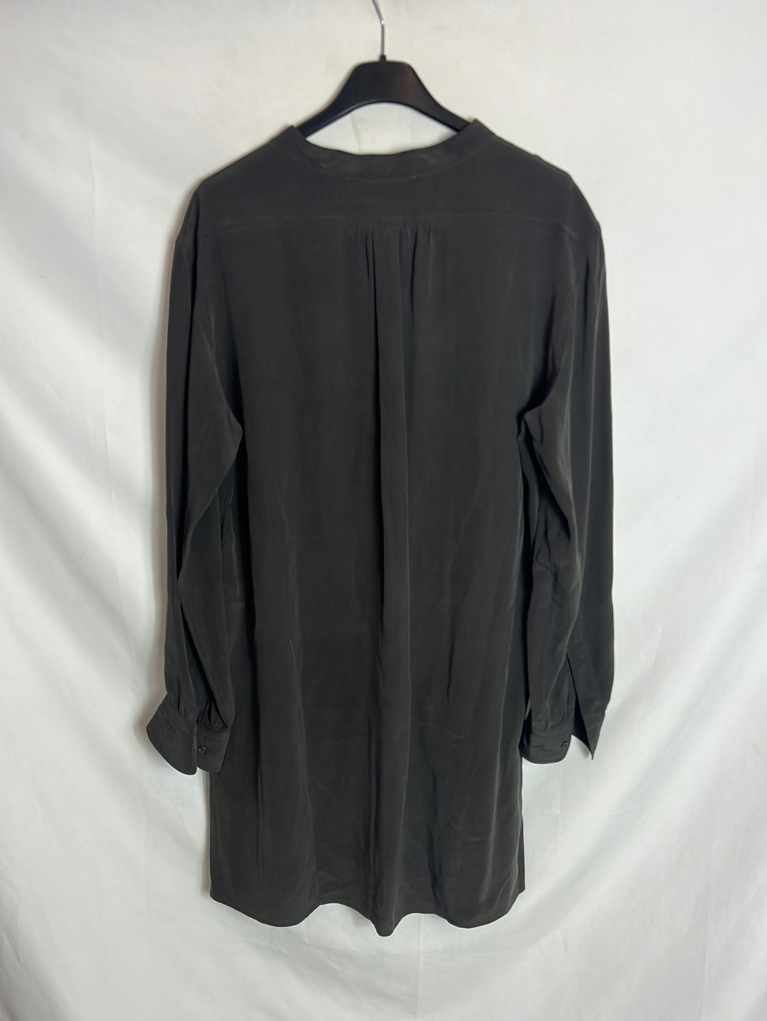 ISABEL MARANT. Vestido corto gris seda. T1(S)