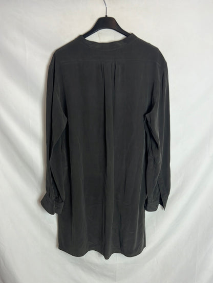 ISABEL MARANT. Vestido corto gris seda. T1(S)