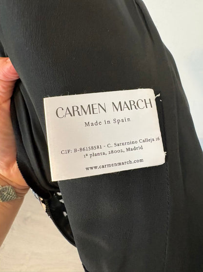 CARMEN MARCH.  Top bustier textura blanco y negro