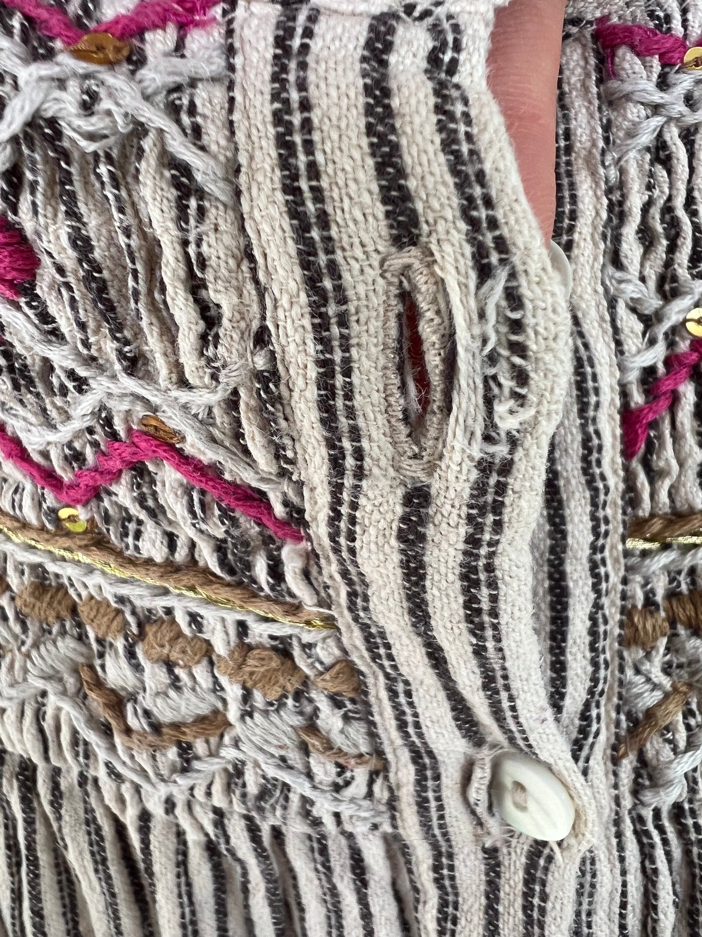 LOUISE MISHA. Embroidered striped blouse, size 34