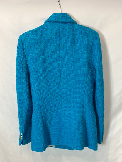 ZARA. Blazer turquesa tweed. T S