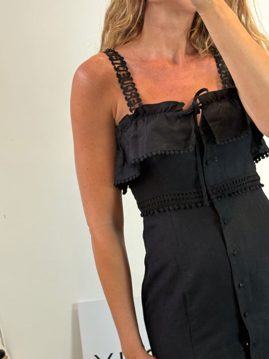 UTERQÜE. Vestido midi lino detalle tirantes