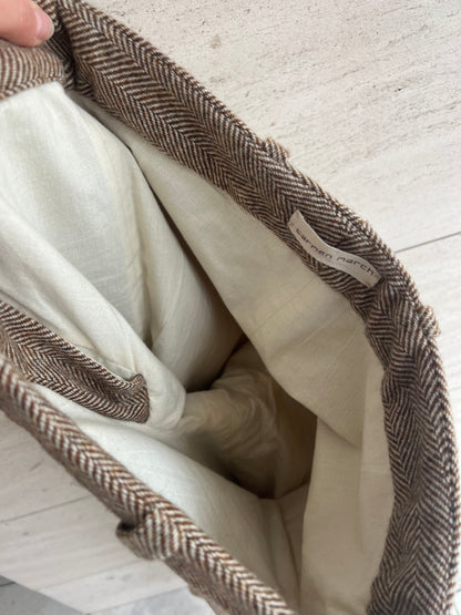 CARMEN MARCH. `Pantalón lana jaspeado beiges. T M