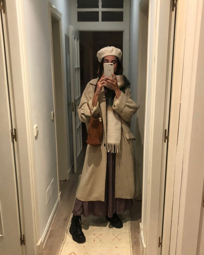 ZARA. Abrigo beige largo T.s