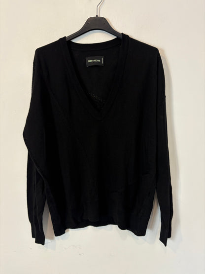 ZADIG & VOLTAIRE. Jersey negro lana cuello pico