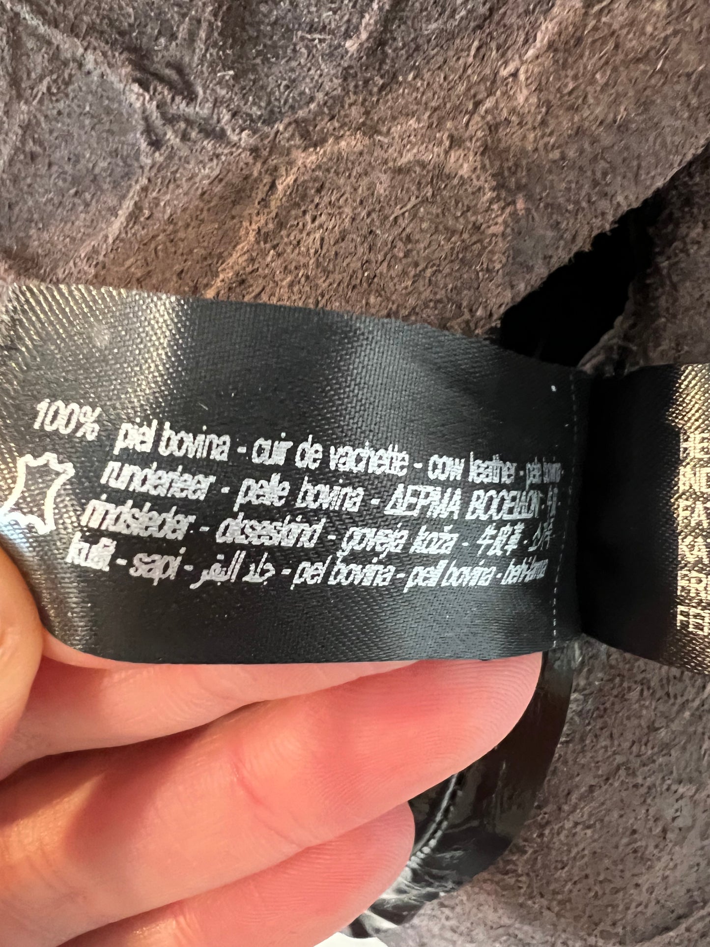 ZARA. Falda piel marrón brillante T.s