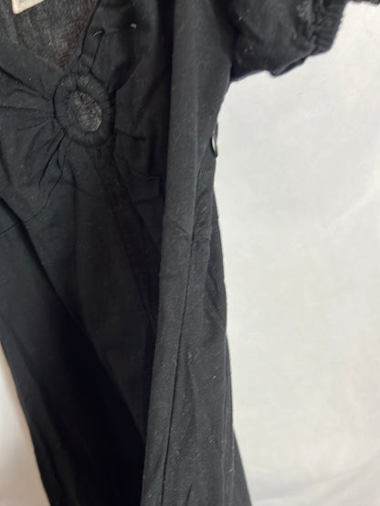 Vestido negro midi efecto lino. T 36