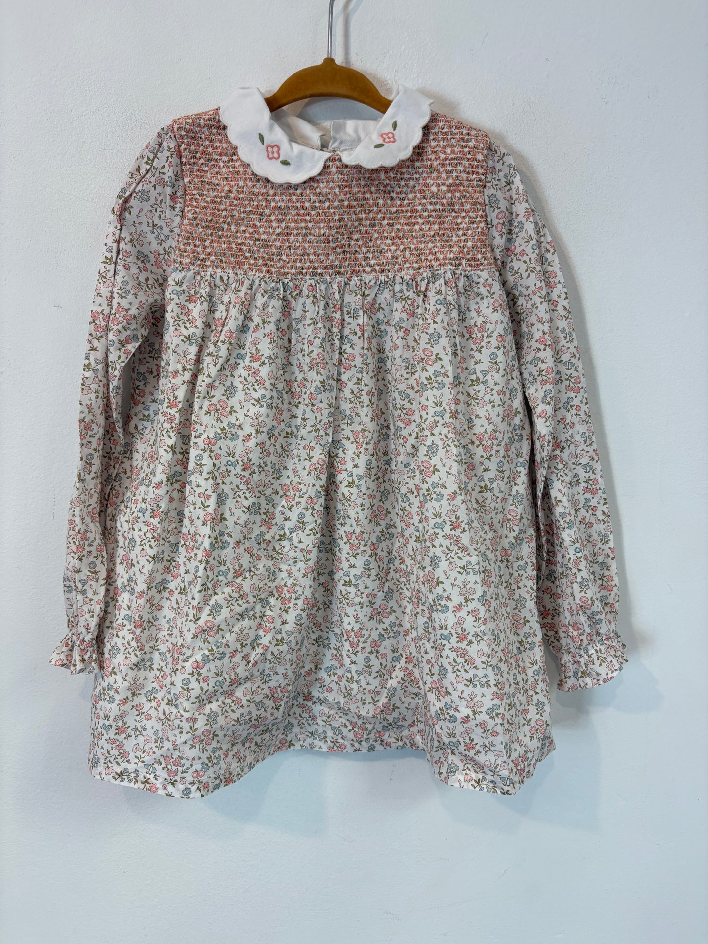 MI CANESÚ. Vestido Liberty nido de abeja. T 4 años