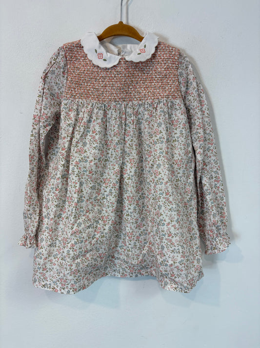 MI CANESÚ. Vestido Liberty nido de abeja. T 4 años