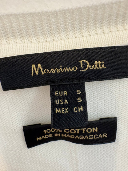 MASSIMO DUTTI. Jersey blanco cuello pico algodón. T S
