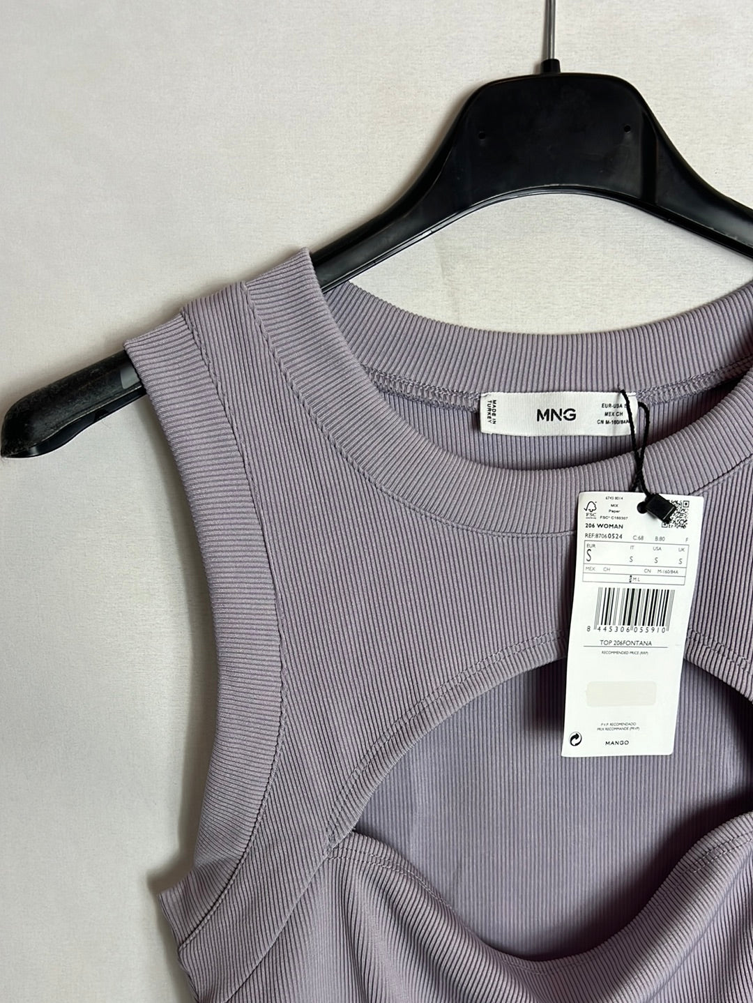 MANGO. Mauve elastic crop top. T.S.