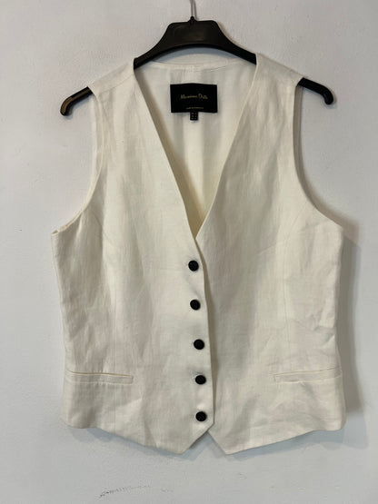 MASSIMO DUTTI. Chaleco lino blanco