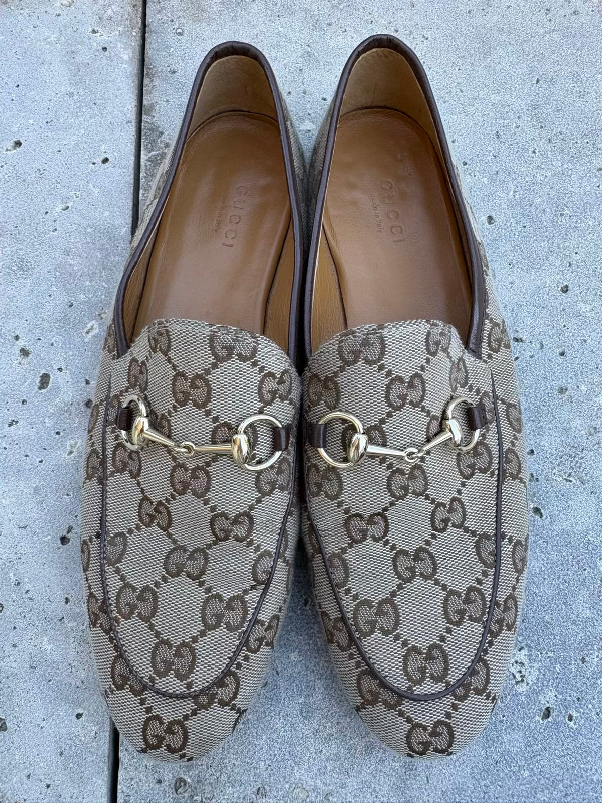 GUCCI. Mocasines lona Jordean. T 38